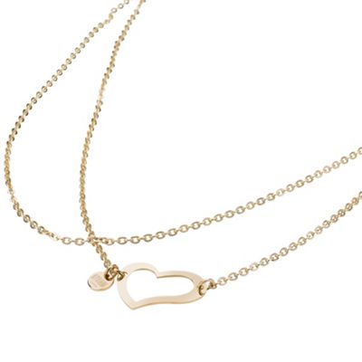 Ladies gold steel heart necklace